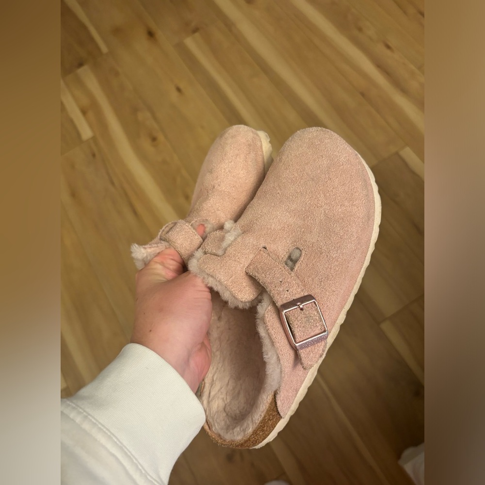 Pink Birkenstock clogs